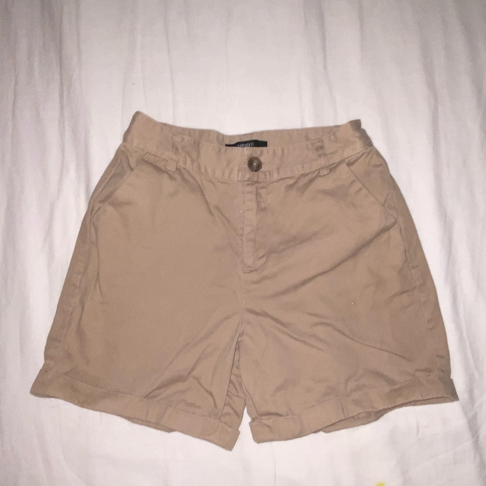 High waisted khaki shorts